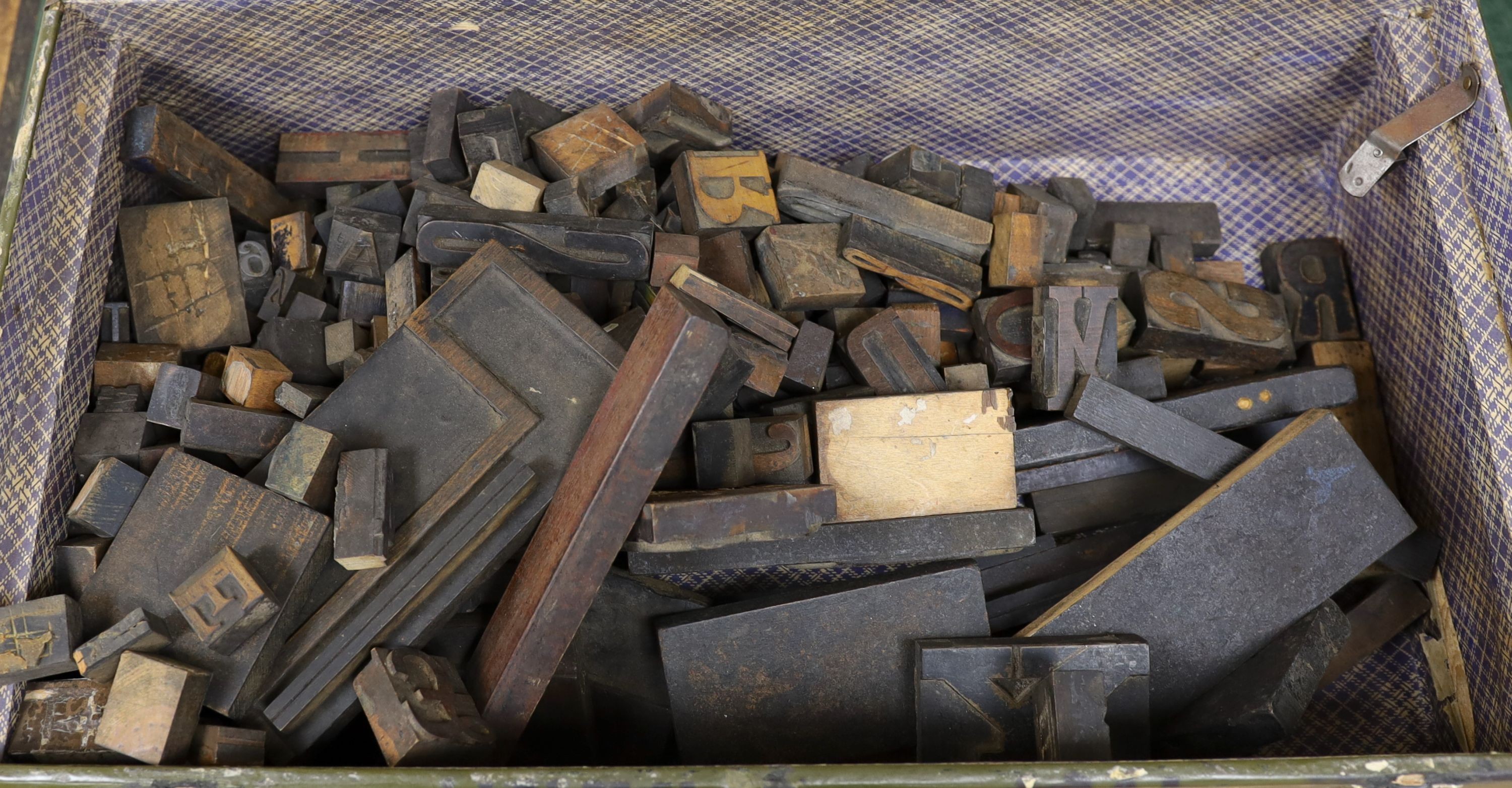 A trunk containing printer’s blocks
